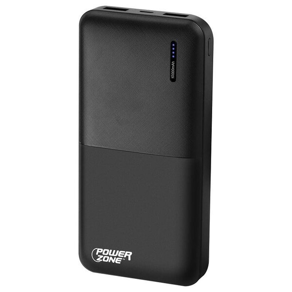 Powerzone Power Bank, 10000 mAh Capacity, Black S80 Zoro